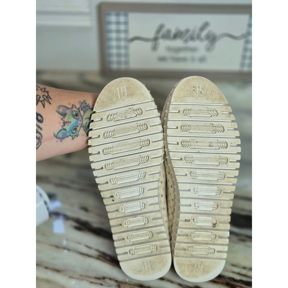 Ilse Jacobsen Tulip 139 Perforated Slip‎ On Shoes Cream Beige EU 37  Womens